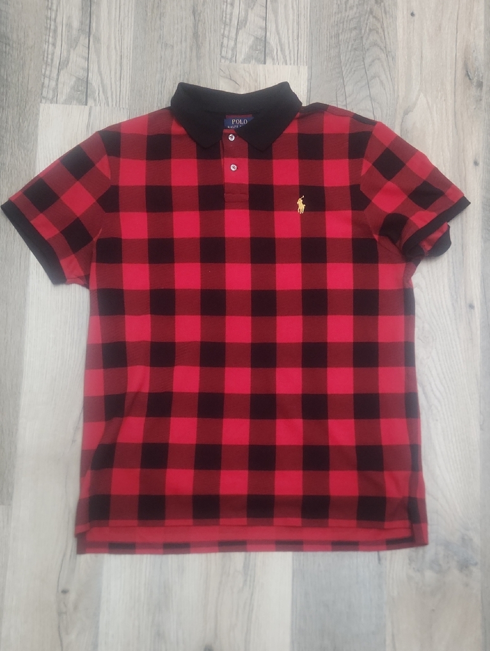 Ralph Lauren Red and Black Buffalo Check Polo Shirt